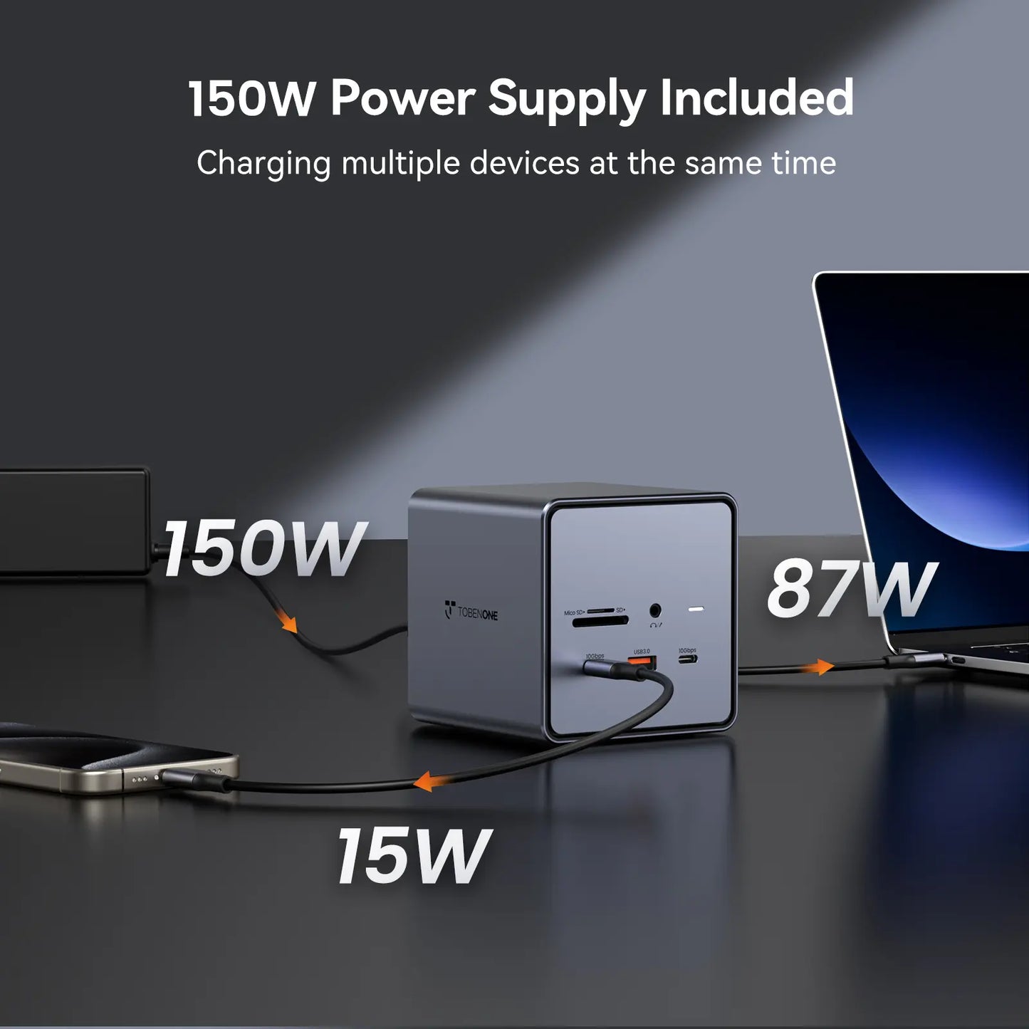 15 In 1 TobenONE USB C Docking Station Dual Monitor Dock with 150W Power Adapter UDS032