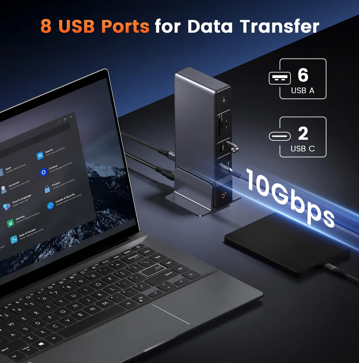 UDS045 Docking Station 3 Monitors 18-in-1 Triple 4K Display with 150W Power Adapter
