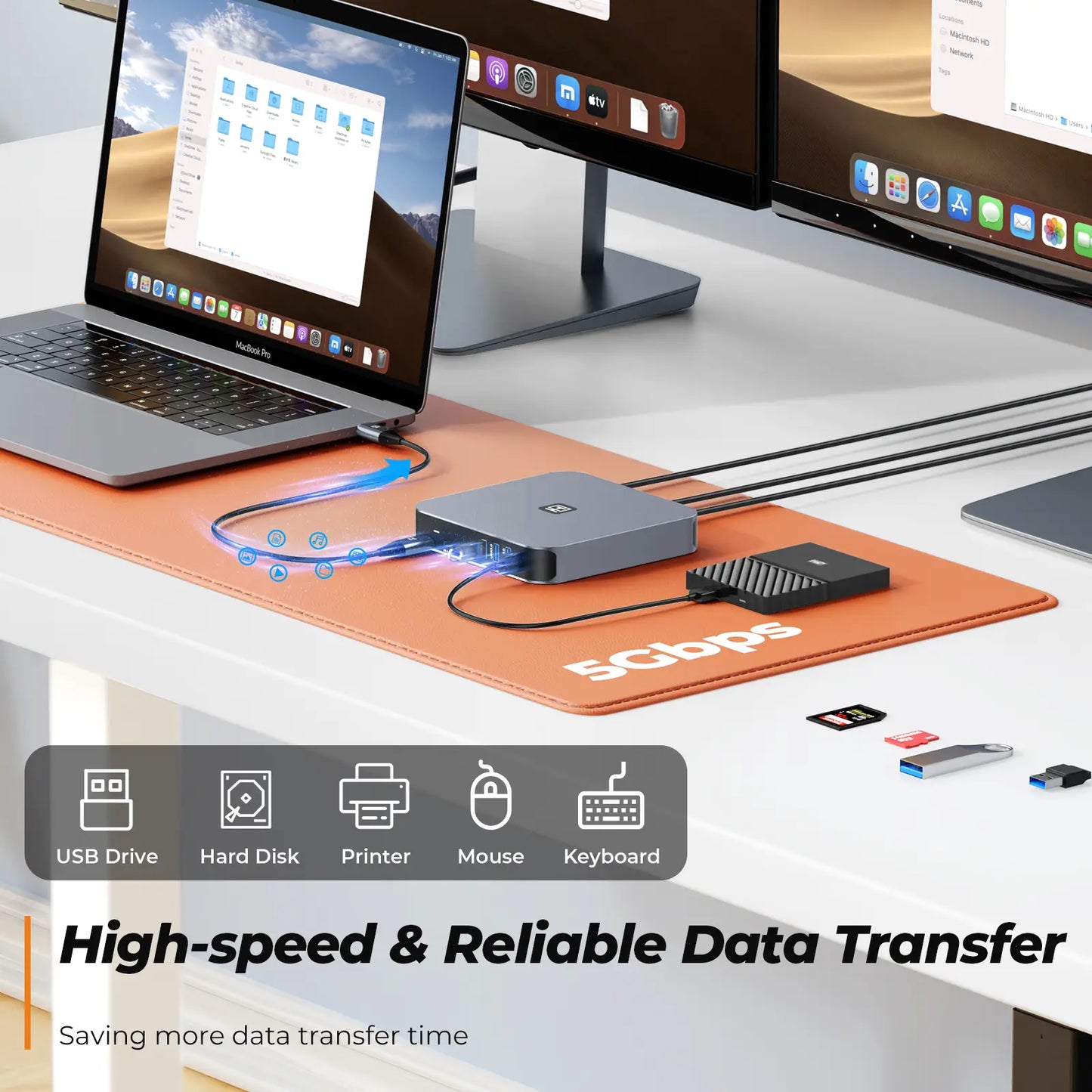 Powerful usb c triple display docking station