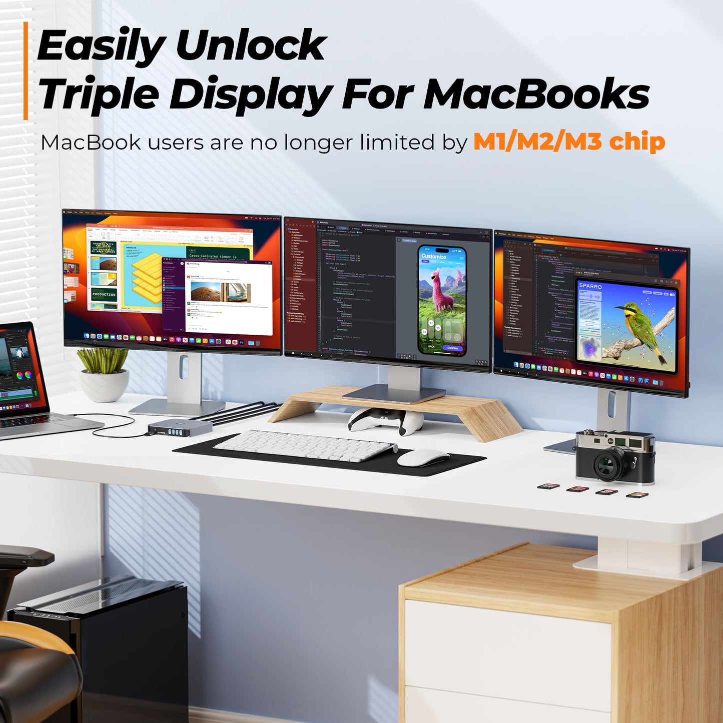 TobenONE 3 Monitor Docking Station for MacBook Pro M2