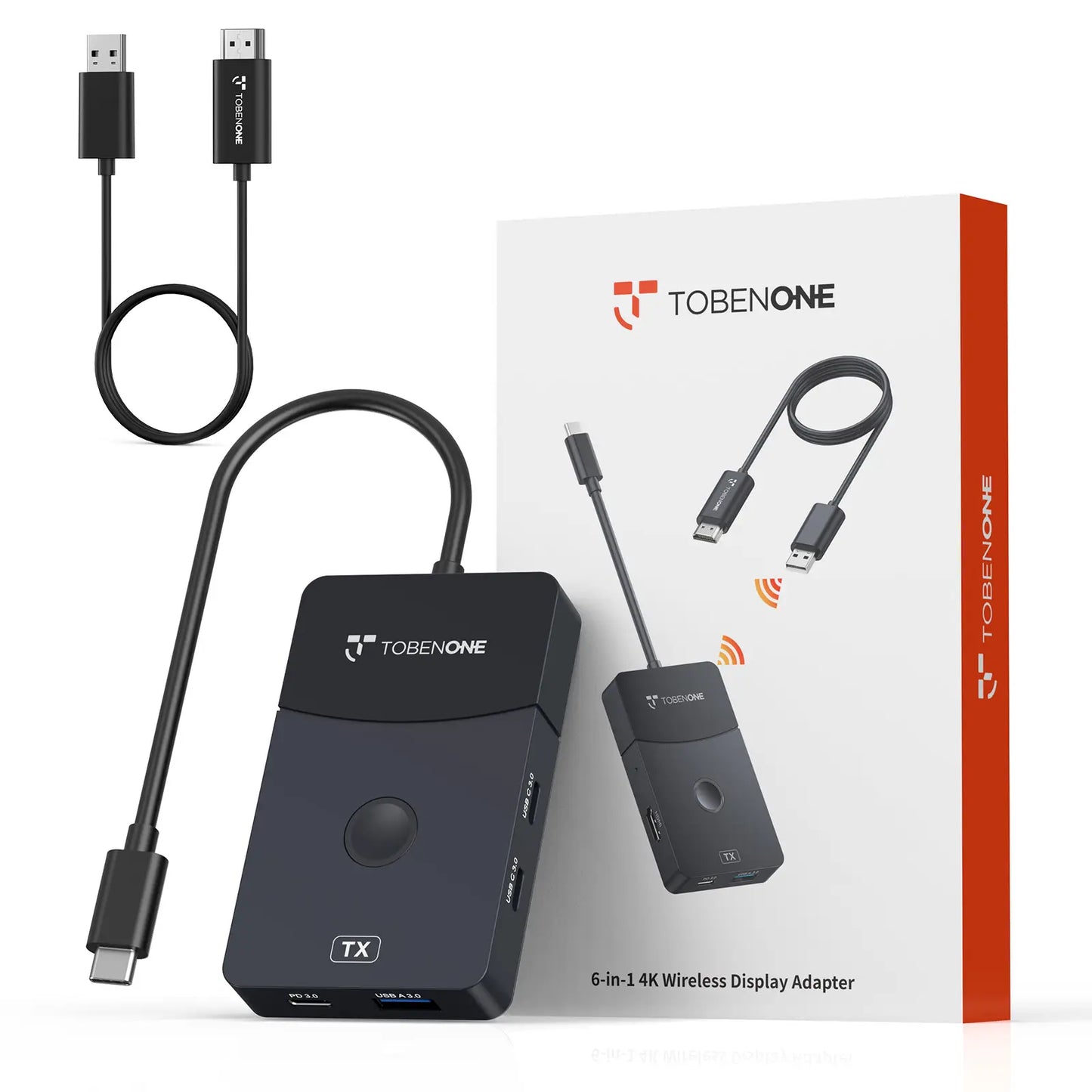 TWP001 USB C Wireless HDMI Transmitter and Receiver, Dual-Band 4K HDMI & USB-C Hub