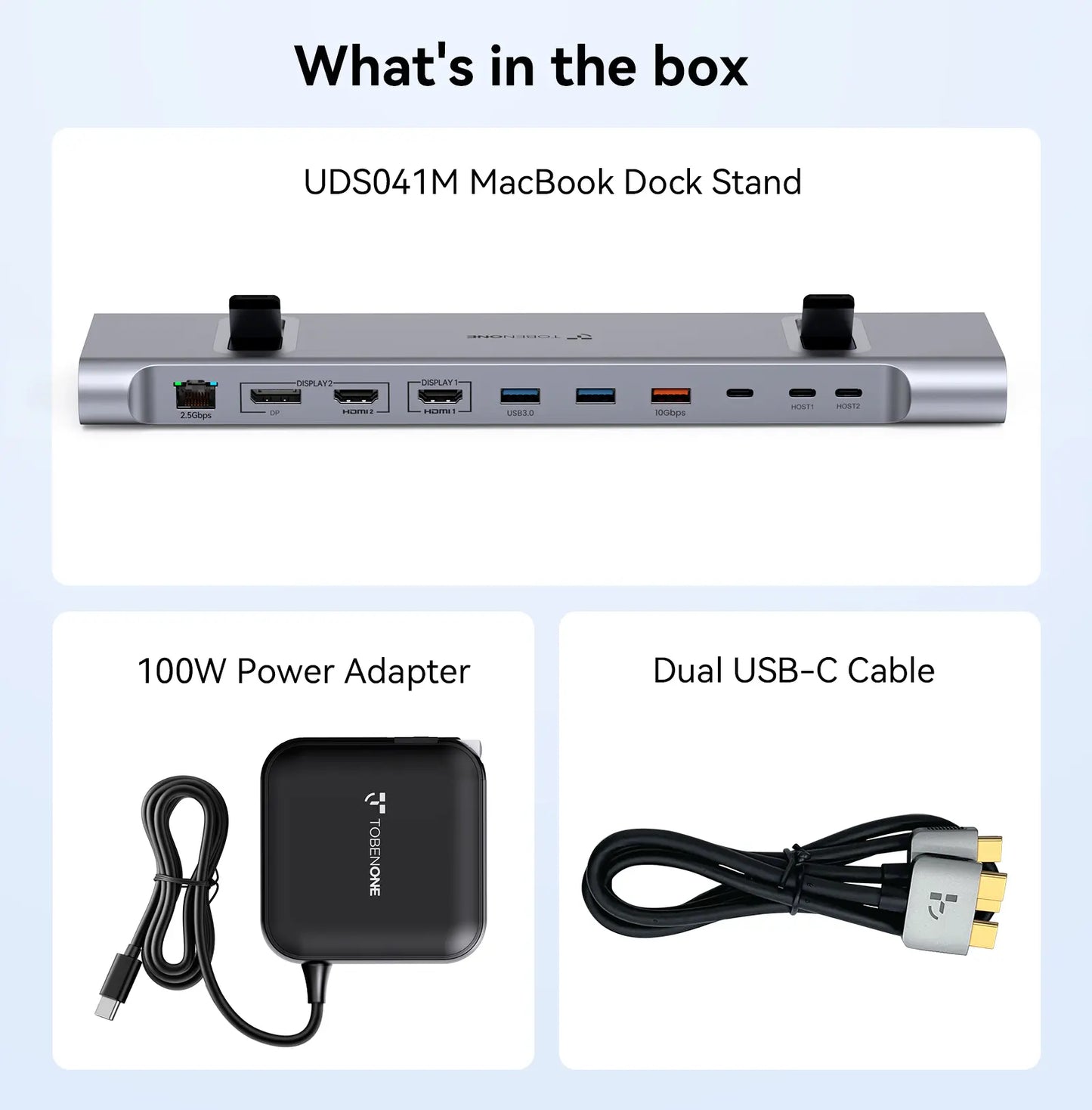 TobenONE USB-C Docking Station Triple/Dual 4K Monitor UDS041M Laptop Dock Stand