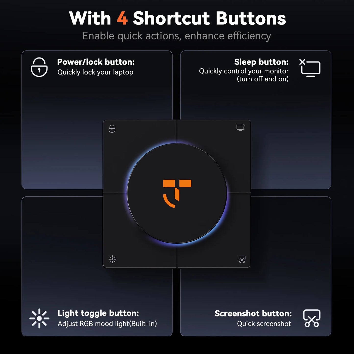 TobenONE 10-in-1 Shortcut-Key Docking Station with 4 Shortcut Buttons and Volume Knob - UDS048