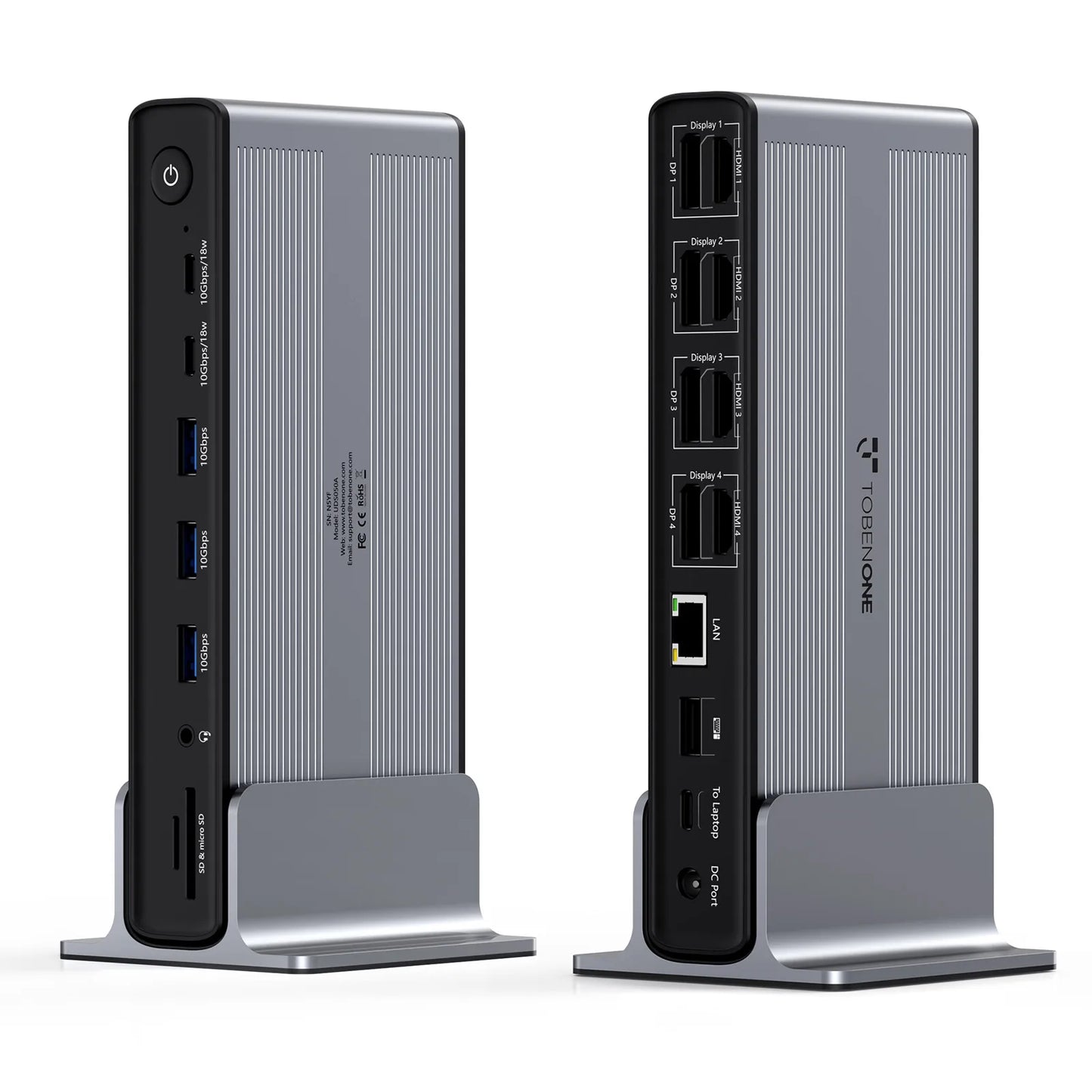 UDS050A DisplayLink Docking Station 4 Monitor, 20-in-1 Quad 4K@60Hz HDMI/DP Display