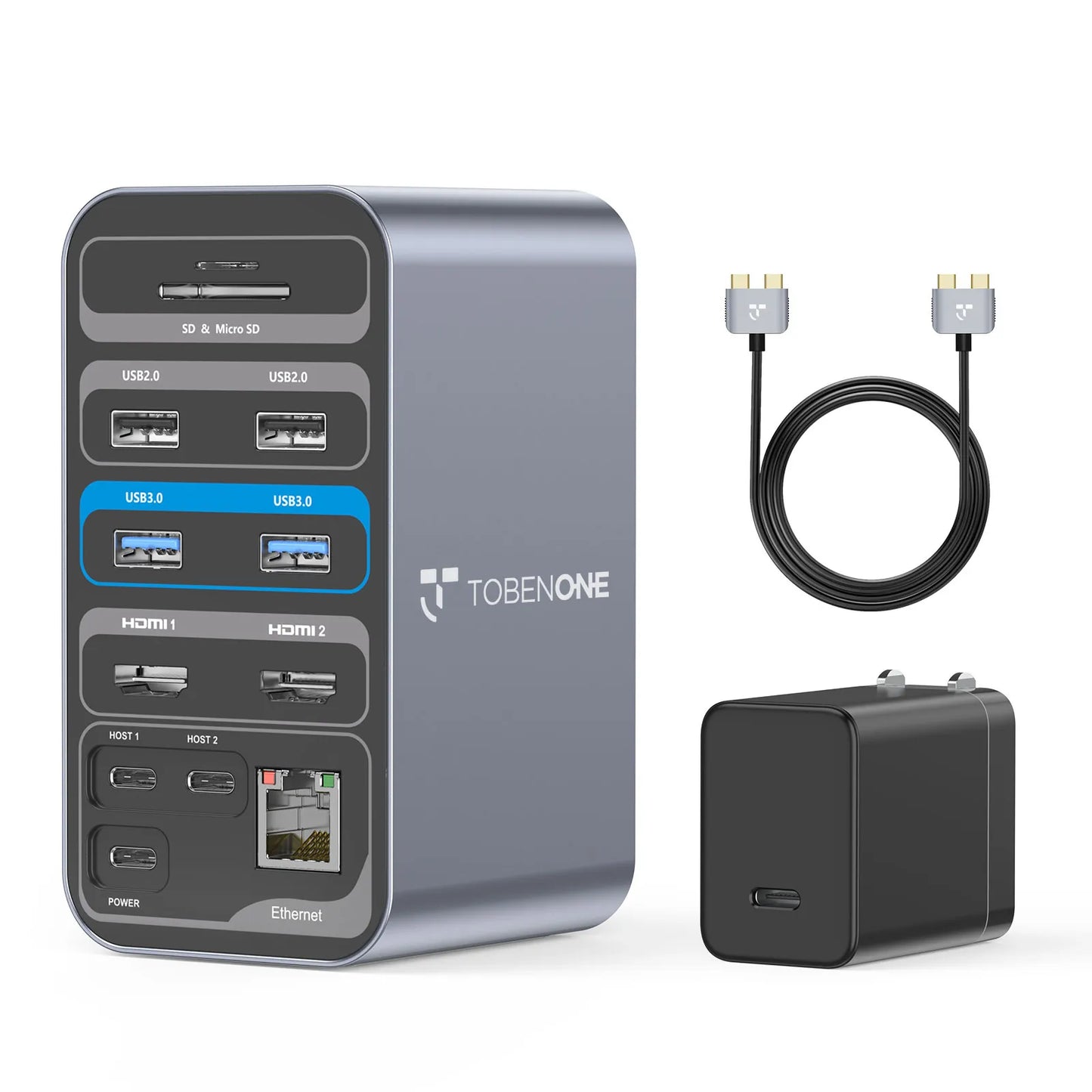 TobenONE UDS013 15 in 2 USB C Docking Station Dual Monitor HDMI for MacBook Pro/Air