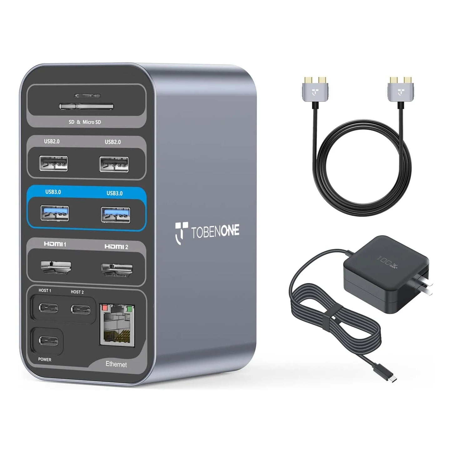 TobenONE UDS013 15 in 2 USB C Docking Station Dual Monitor HDMI for MacBook Pro/Air