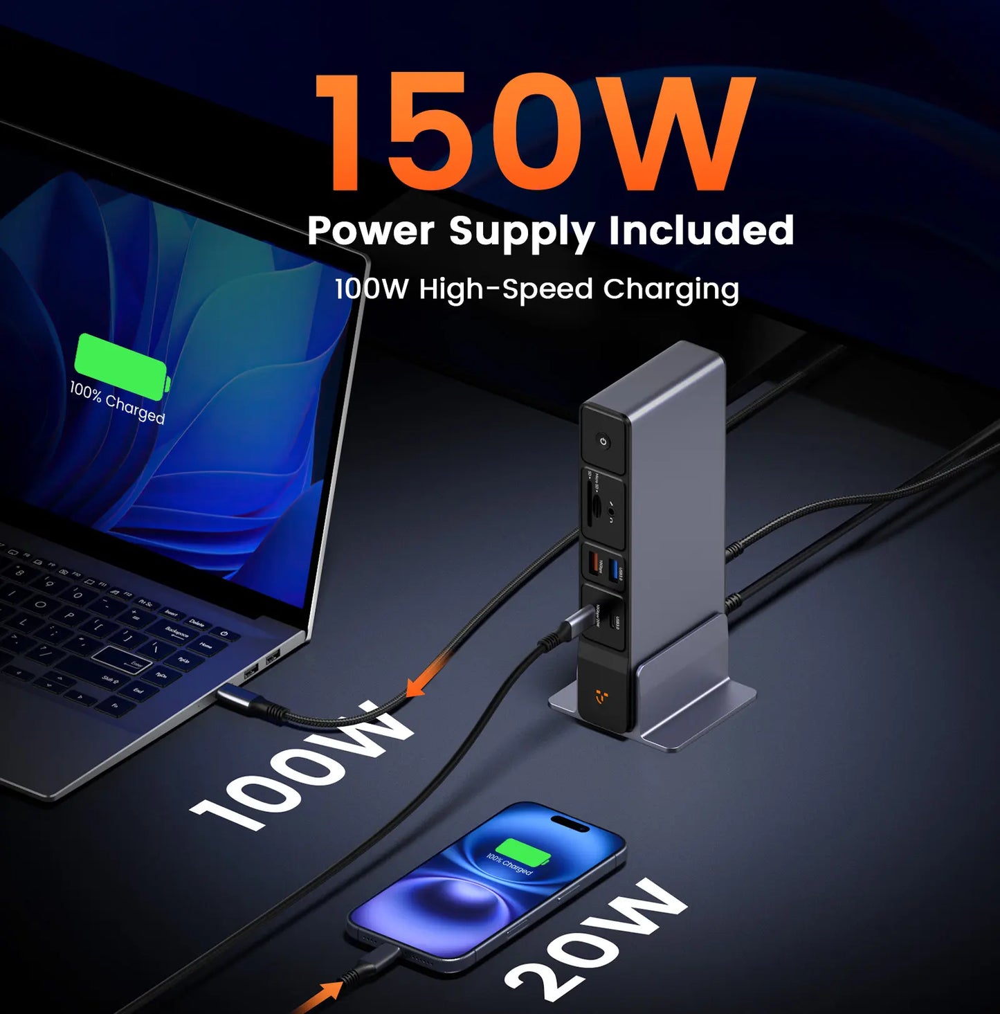 UDS045 Docking Station 3 Monitors 18-in-1 Triple 4K Display with 150W Power Adapter