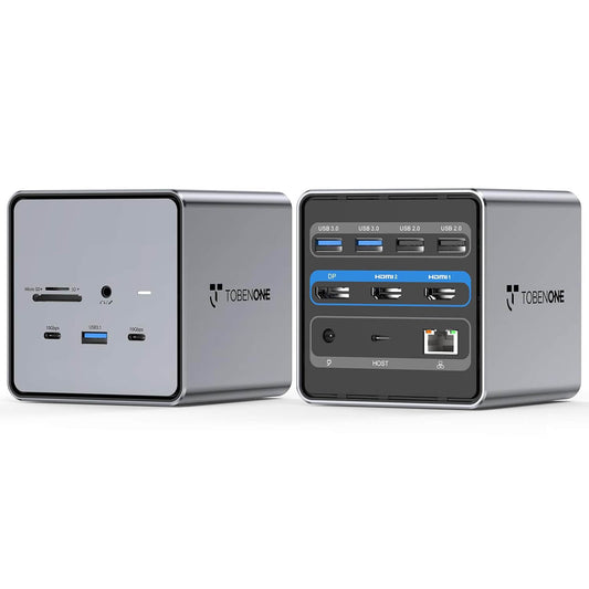 15 In 1 TobenONE USB C Docking Station Dual Monitor Dock with 150W Power Adapter UDS032