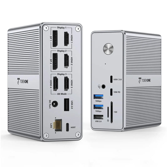 TobenONE UDS033B DisplayLink Docking Station 4 HDMI, 18-in-1 USB C Dock Included A 120W Power Adapter