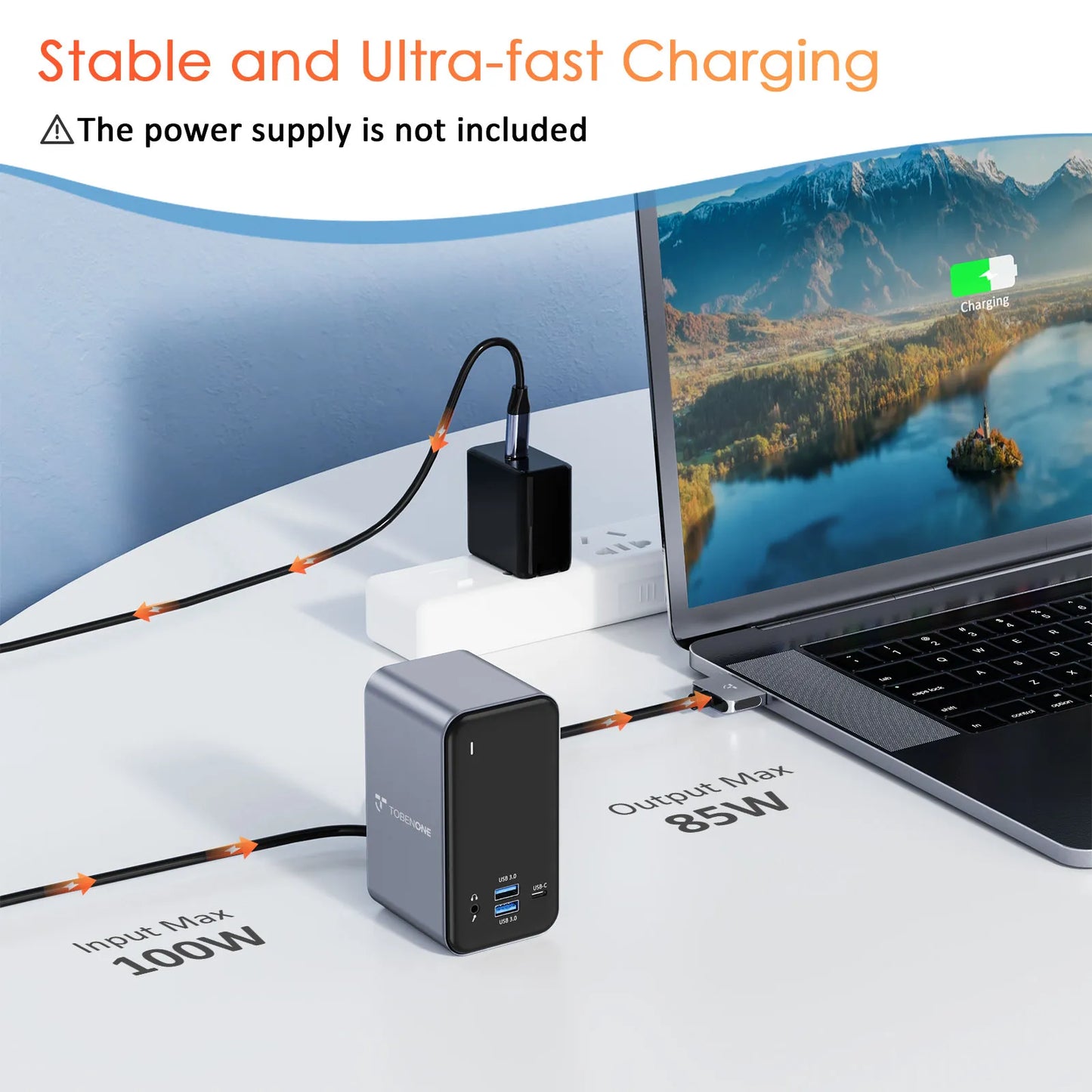 TobenONE UDS013 15 in 2 USB C Docking Station Dual Monitor HDMI for MacBook Pro/Air