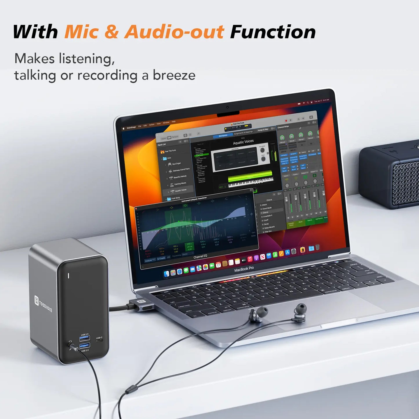 UDS013 Dual Monitor Docking Station with mic and audio out function