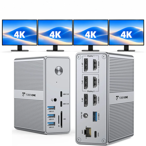UDS033 TobenONE DisplayLink Docking Station Triple Monitor with 120W Power Adapter