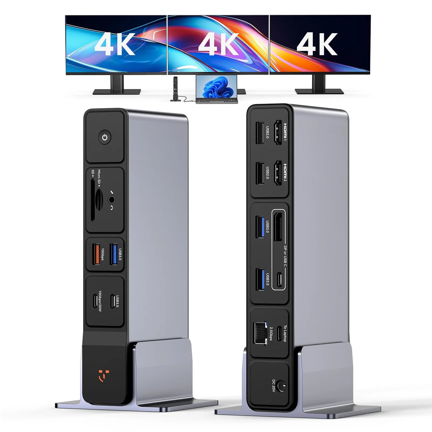 UDS045 Docking Station 3 Monitors 18-in-1 Triple 4K Display with 150W Power Adapter
