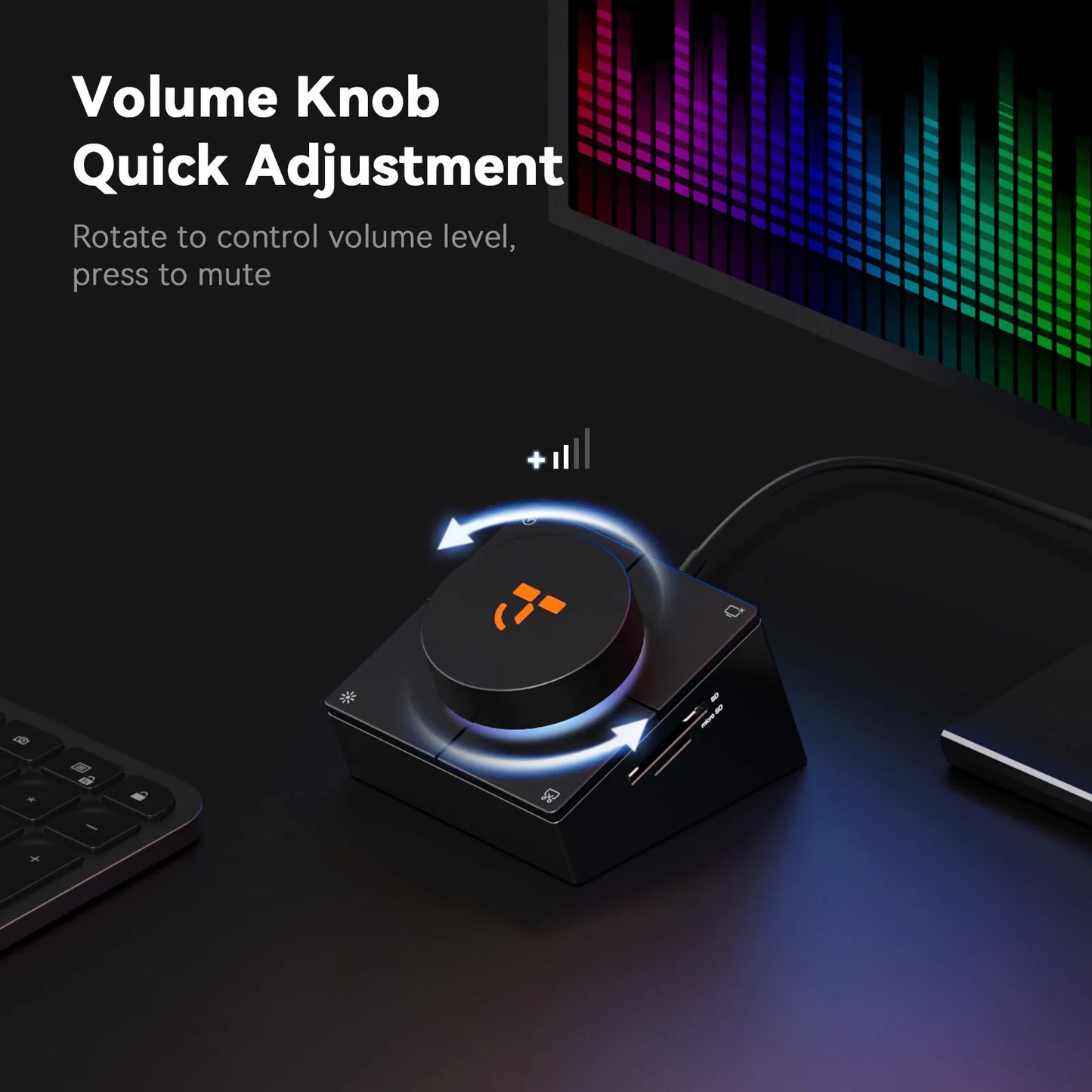 TobenONE 10-in-1 Shortcut-Key Docking Station with 4 Shortcut Buttons and Volume Knob - UDS048