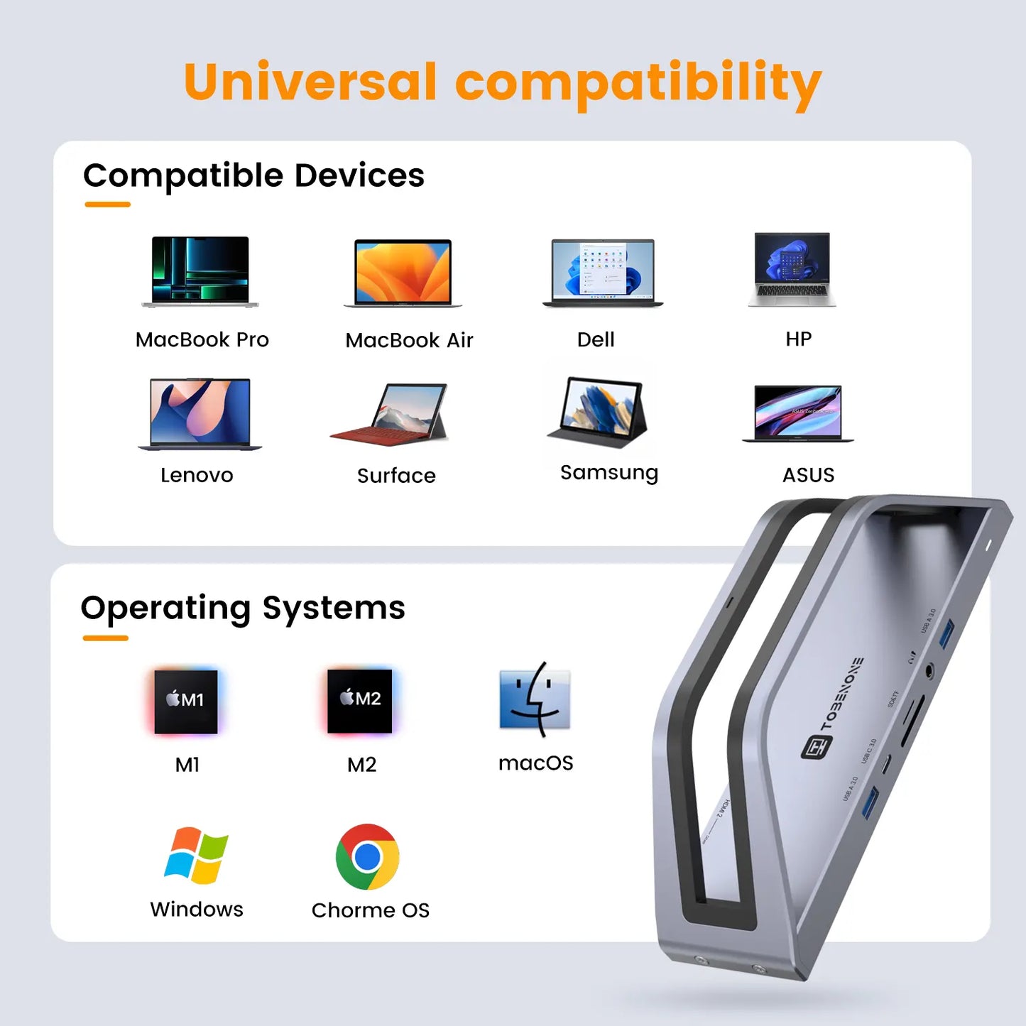 UDS020P USB C Docking Station Triple Monitor for Laptop Universal Laptop Dock Stand