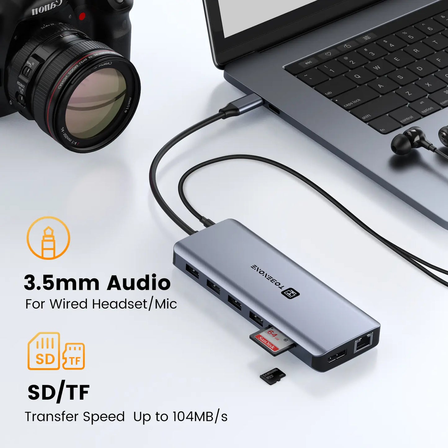 UDS037 USB C Docking Station Dual Monitor & Triple Display TOBENONE 13 in-1 USB-C Hub