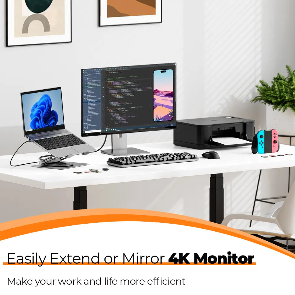 4K monitor docking station aluminum laptop stand