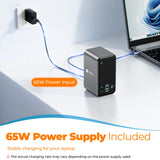 Tobenone USB C Docking Station UDS18 with 65W Power Supply Power to the dock and your laptop