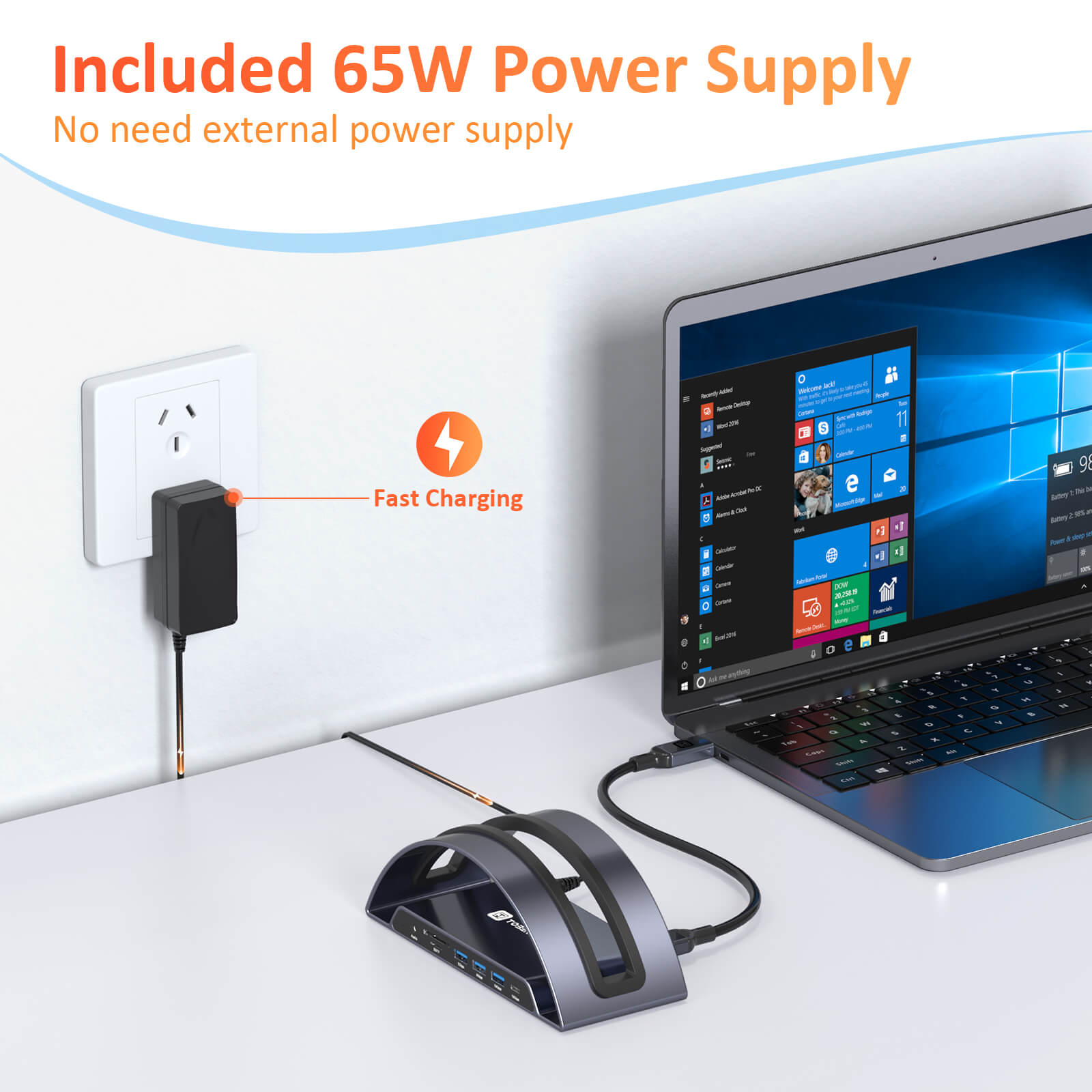 UDS022 USB C Dock Stand with 65W Power Supply