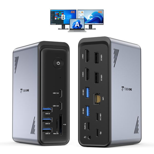 TobenONE UDS057A USB-C Docking Station, Dual 4K HDMI, 100W PD Charging