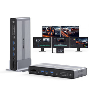 TOBENONE UDS050C 18-in-1 DisplayLink Docking Station for 5 Monitors with Cooling Fan