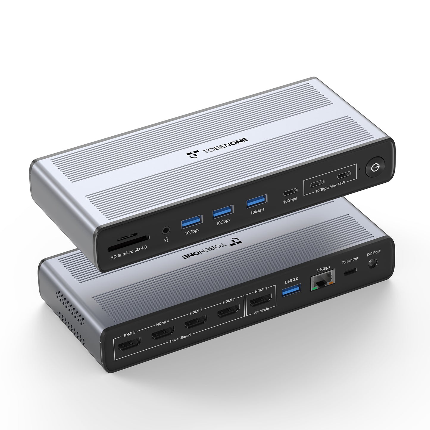 TOBENONE UDS050C 18-in-1 DisplayLink Docking Station for 5 Monitors with Cooling Fan
