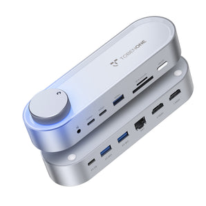 TobenONE Dual Monitor Dock 2×4K HDMI, Knob Control, 100W PD, 5×USB 10Gbps, Gigabit Ethernet for Windows & Mac (No Power Adapter)
