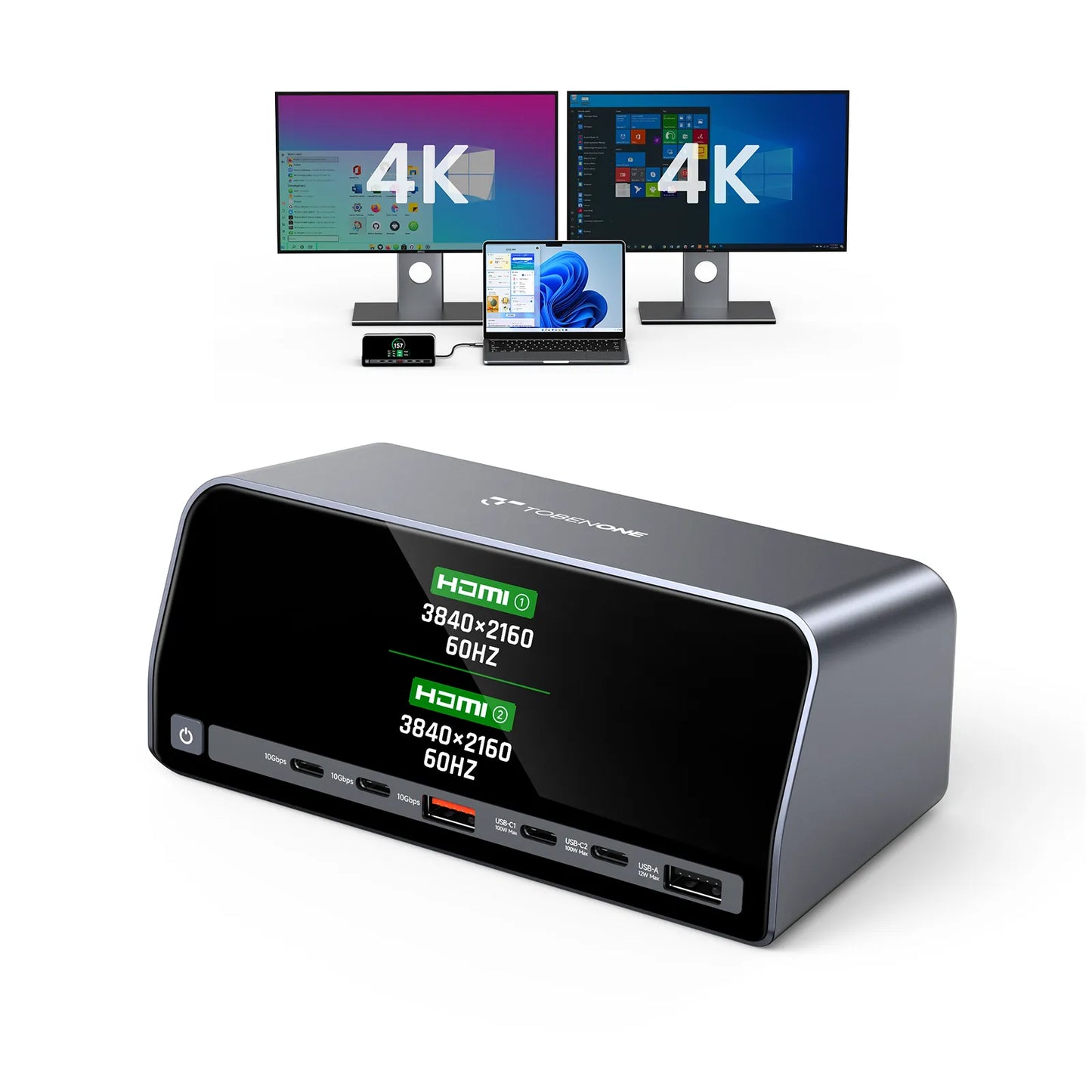 UDS051 TobenONE Docking Station 13-in-1 Laptop Docking Station Dual 4K Monitor with HDMI