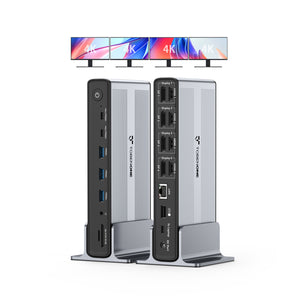 UDS050A DisplayLink Docking Station 4 Monitor, 20-in-1 Quad 4K@60Hz HDMI/DP Display