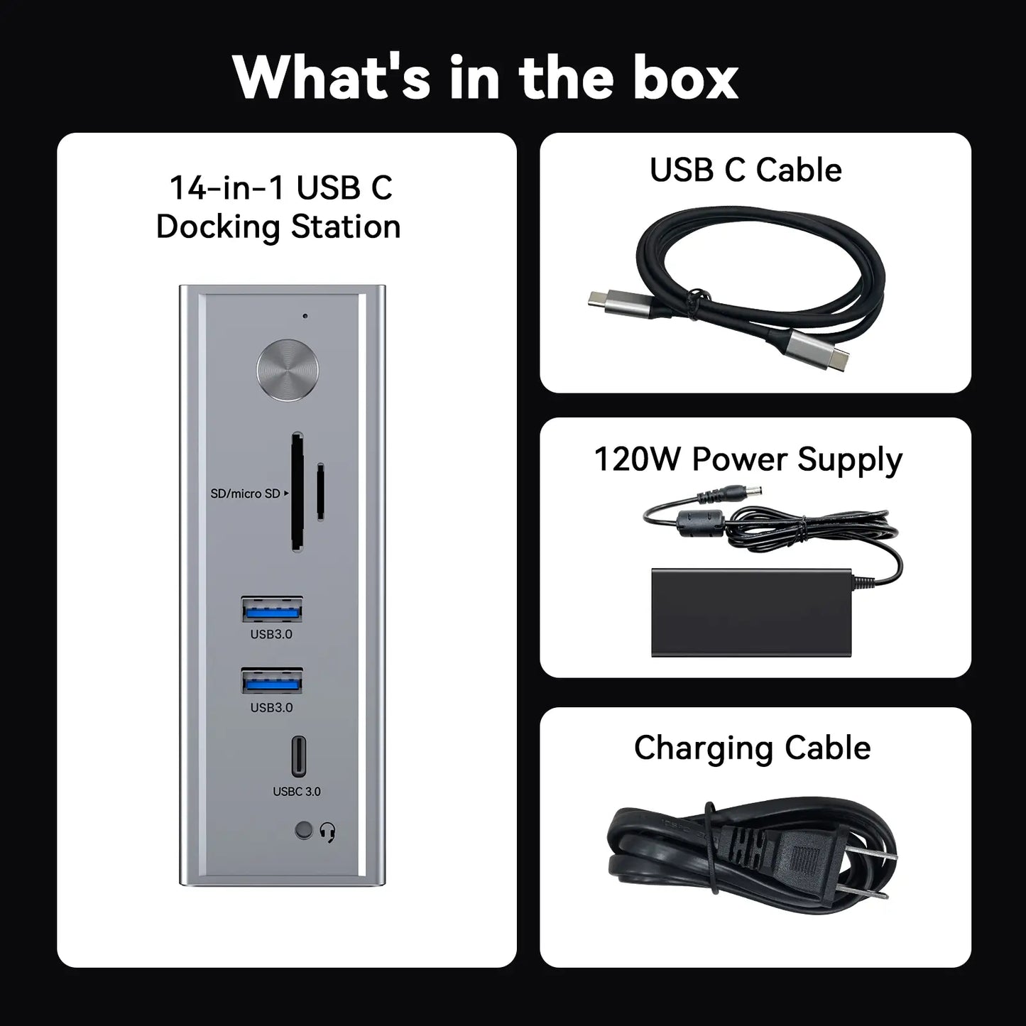 UDS046 DisplayLink Triple Monitor Docking Station for MacBook M1/M2/M3/M4 & Windows & Chrome