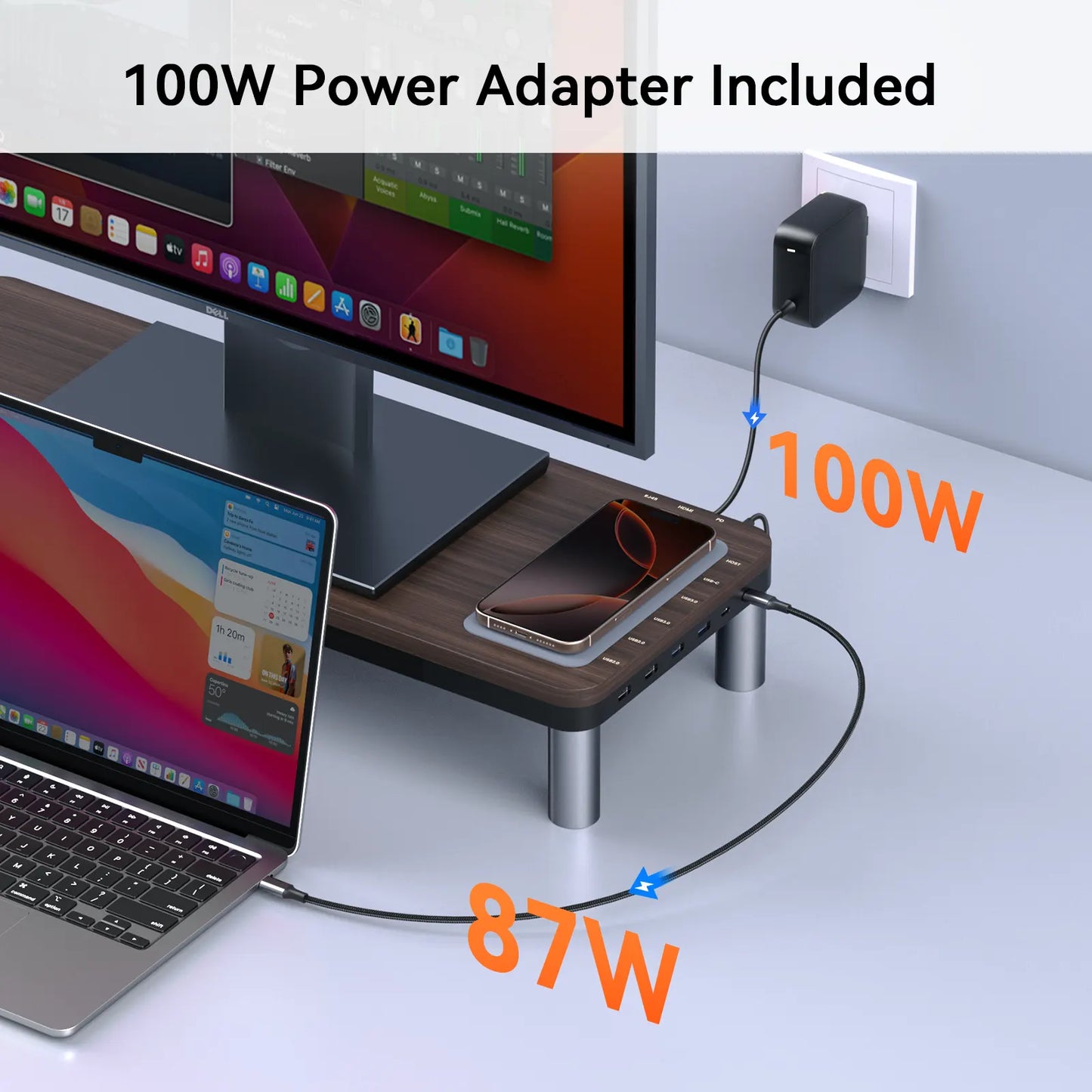 UDS043 TobenONE 10-in-1 Docking Station & Monitor Stand Ergonomic MacBook Docking Station