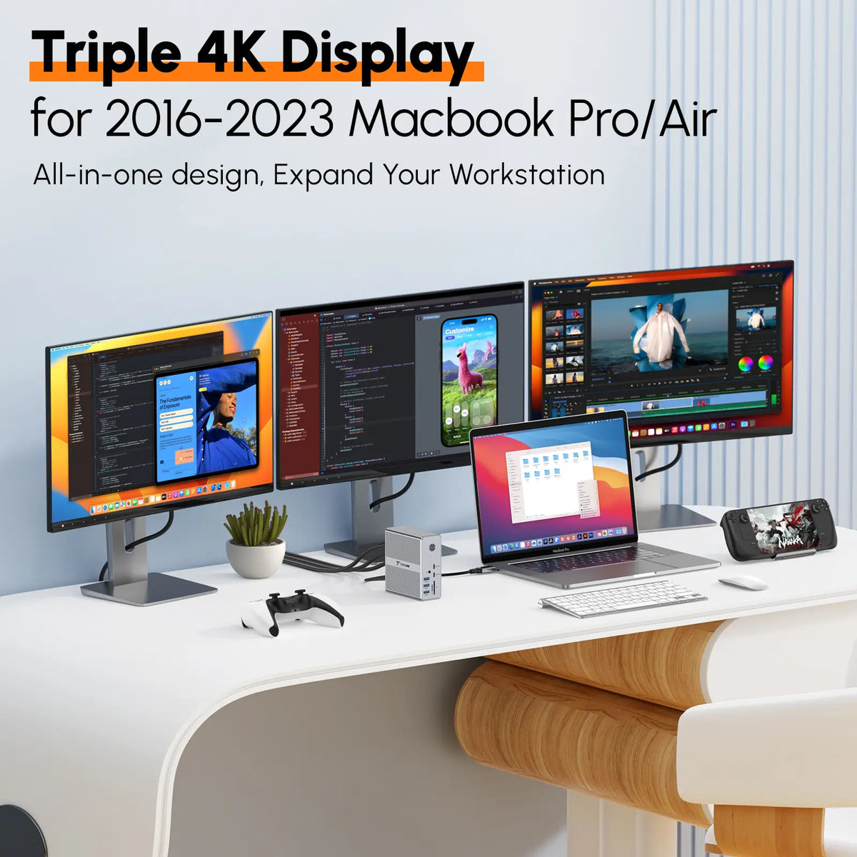 Displaylink Monitor UDS033 TobenONE DisplayLink Docking Station Triple Monitor with 120W P