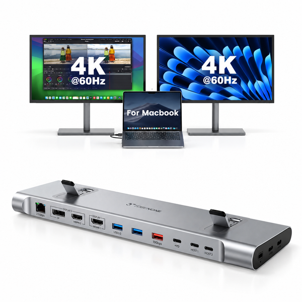TobenONE USB-C Docking Station Triple/Dual 4K Monitor UDS041M Laptop Dock Stand