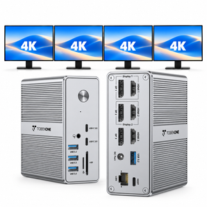 UDS033 TobenONE DisplayLink Docking Station Triple Monitor with 120W Power Adapter