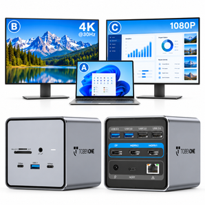 15 In 1 TobenONE USB C Docking Station Dual Monitor Dock with 150W Power Adapter UDS032