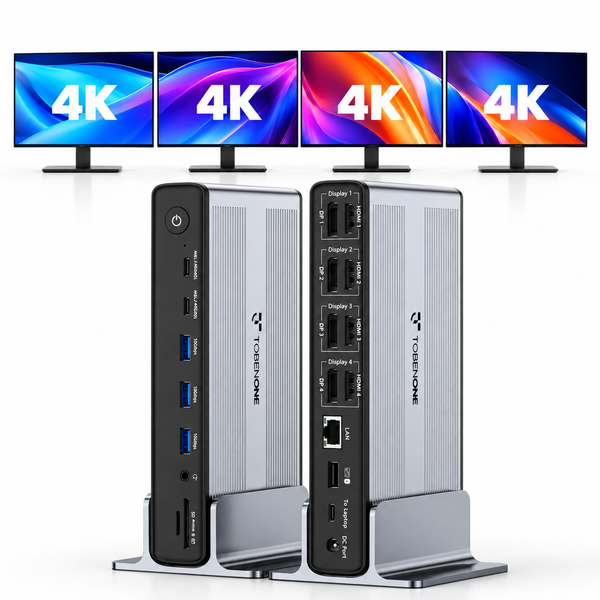UDS050A DisplayLink Docking Station 4 Monitor, 20-in-1 Quad 4K@60Hz HDMI/DP Display