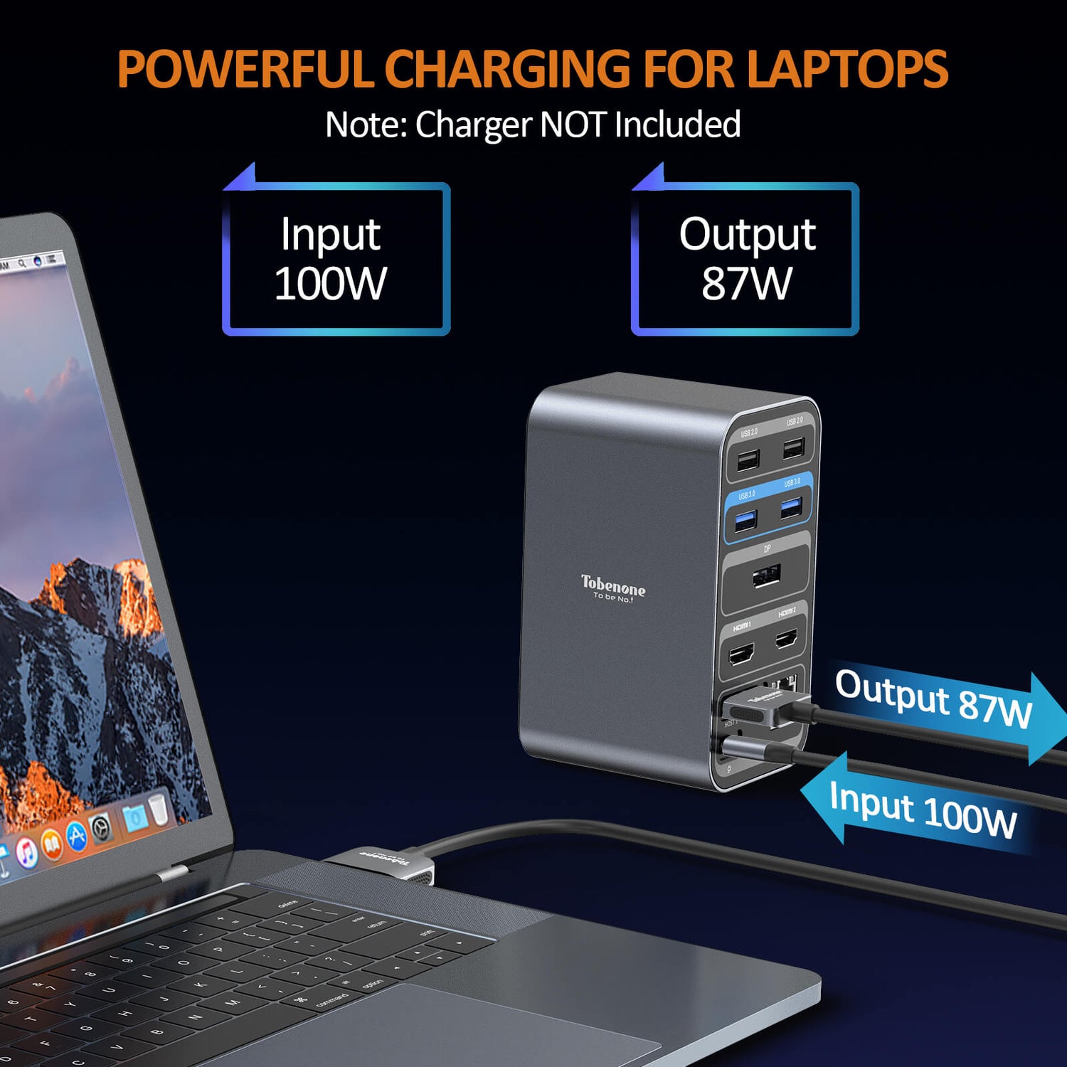 Powerful charging for laptops PD3.0 input up to 100W