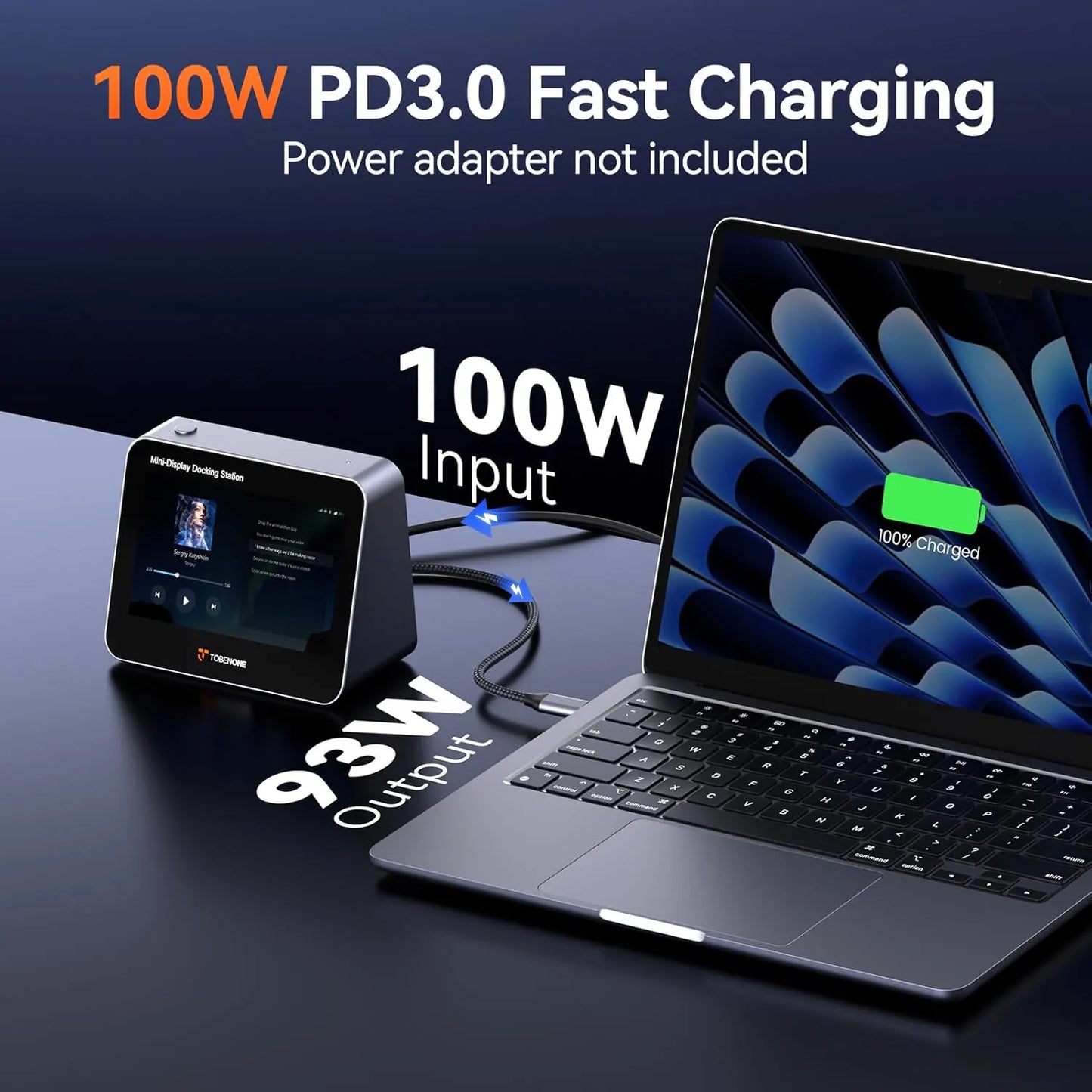 UDS055 Mini Monitor for PC with USB C Hub, 5" Display with 100W Power Delivery for Laptop