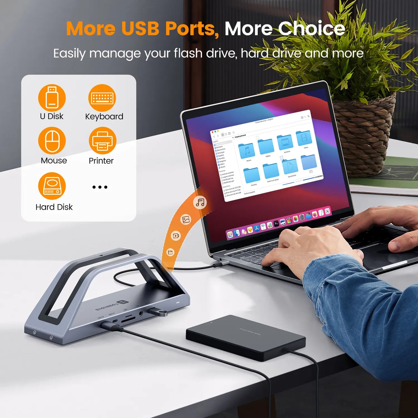 UDS020P USB C Docking Station Triple Monitor for Laptop Universal Laptop Dock Stand