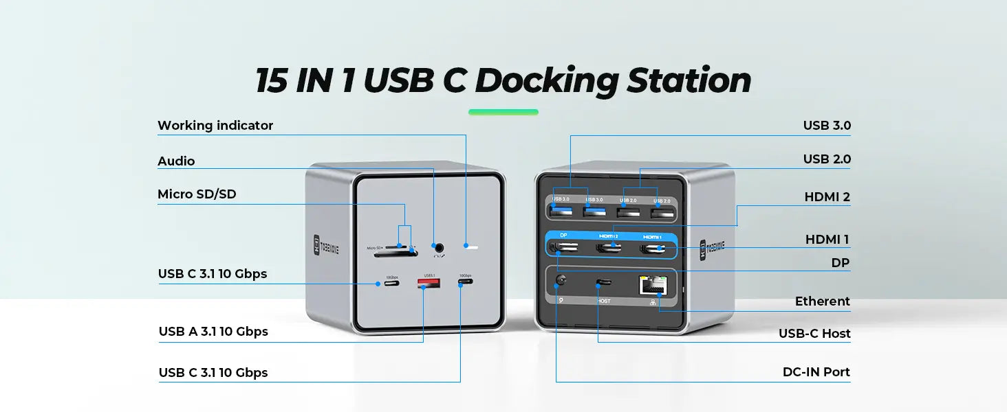 TOBENONE 15 in 1 USB C Docking Station