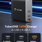 TobenONE 140W USB C Charger with 2 Cables, GaN III Laptop Wall Charger PD3.1 3-Port