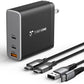 TobenONE 140W USB C Charger with 2 Cables, GaN III Laptop Wall Charger PD3.1 3-Port