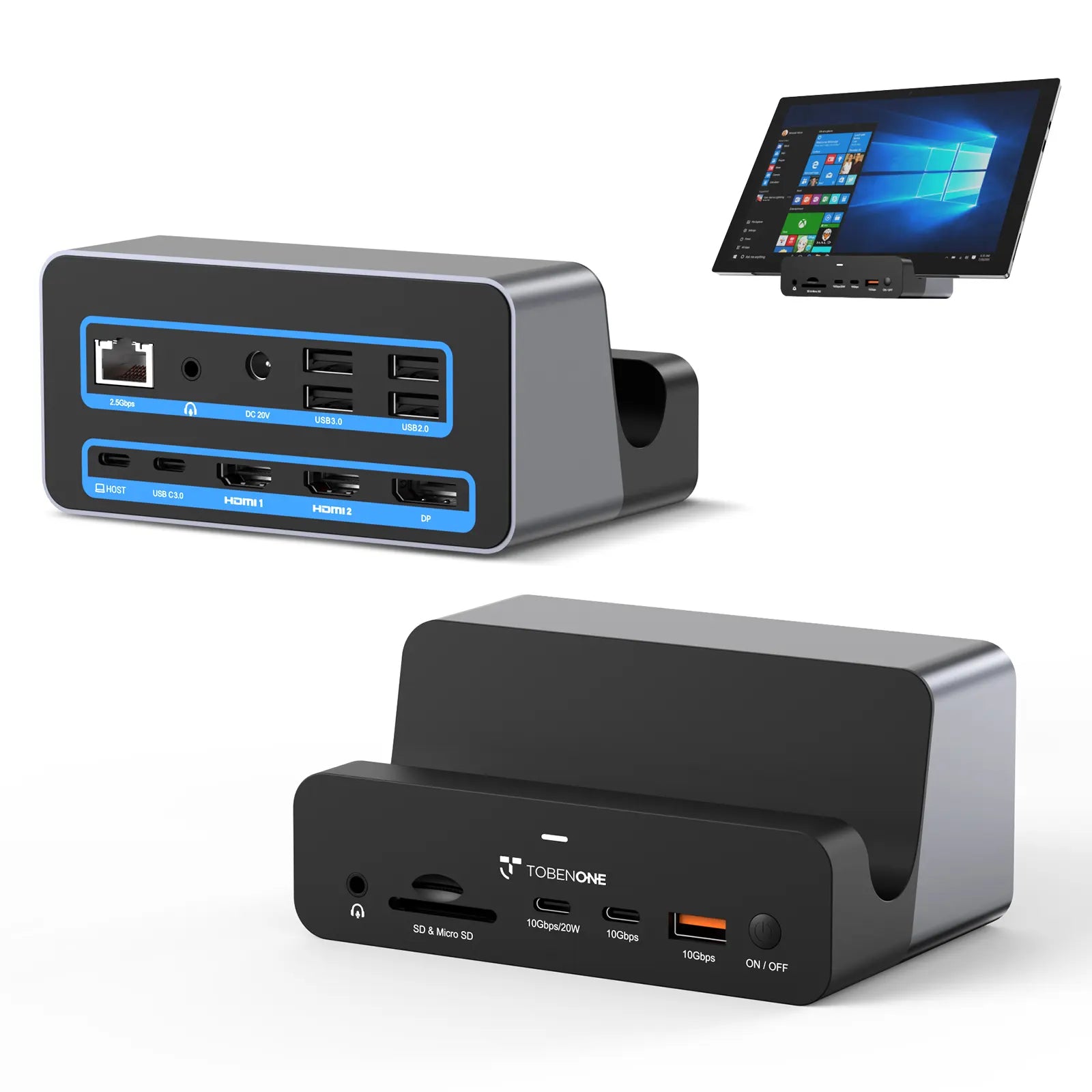 UDS040W Laptop Docking Station Stand 3 Monitor with 150W Power, 2.5Gbps ...