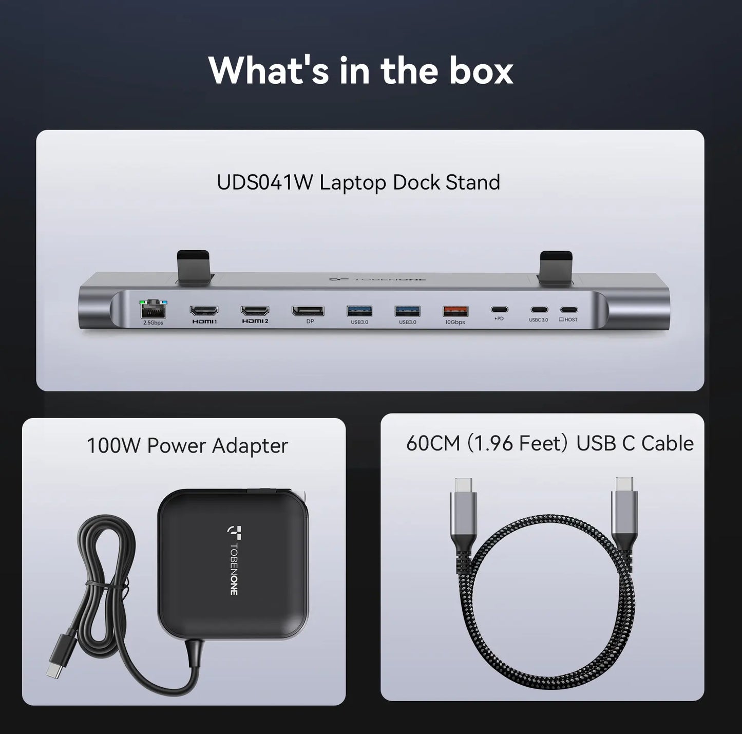 TobenONE UDS041W Laptop Stand & 16-in-1 USB C Docking Station