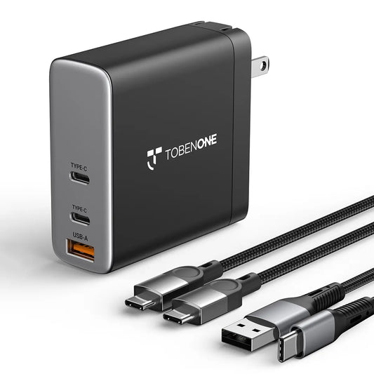 TobenONE 140W USB C Charger with 2 Cables, GaN III Laptop Wall Charger PD3.1 3-Port