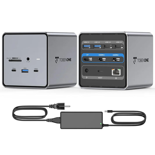 15 In 1 TobenONE USB C Docking Station Dual Monitor Dock with 150W Power Adapter UDS032