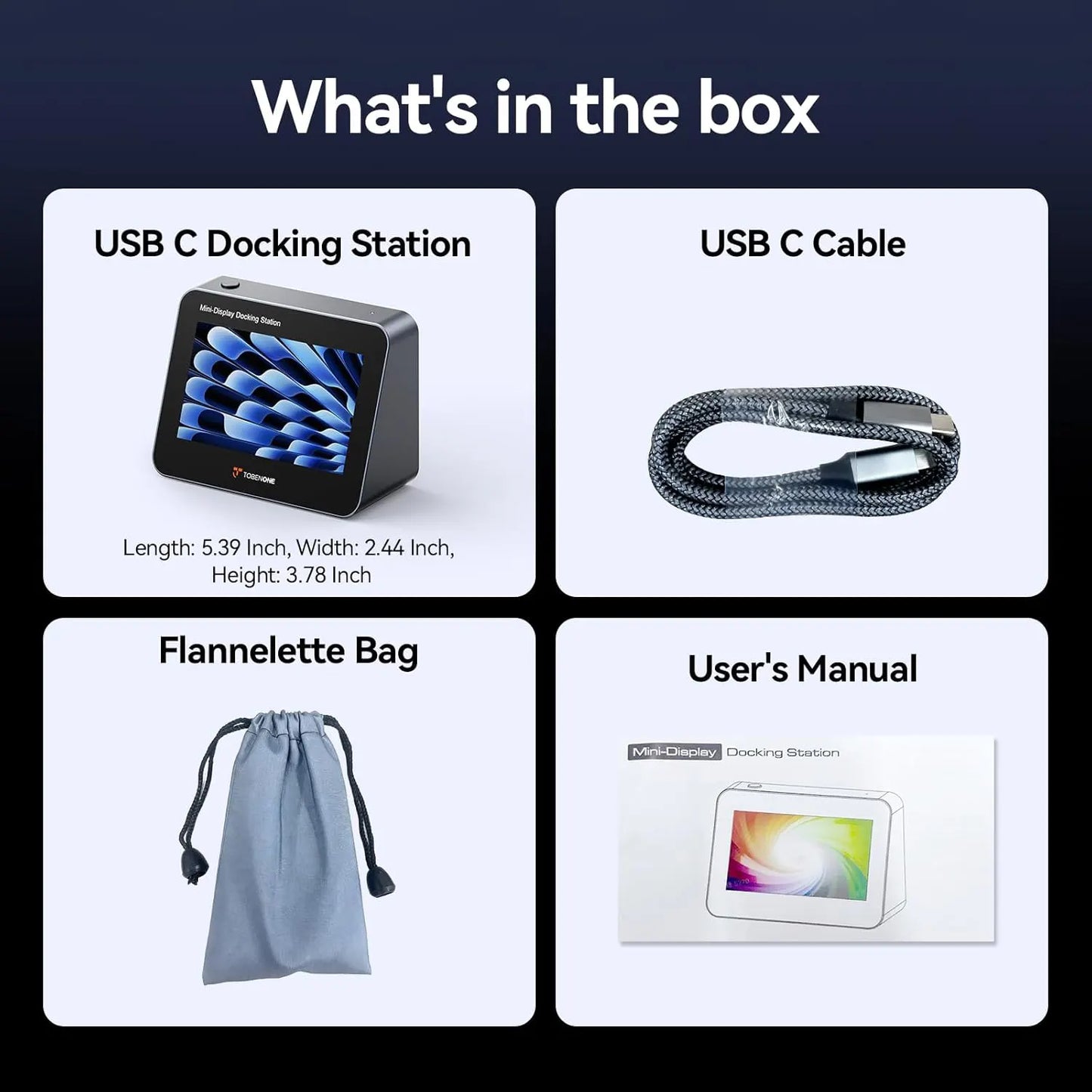 UDS055 Mini Monitor for PC with USB C Hub, 5" Display with 100W Power Delivery for Laptop