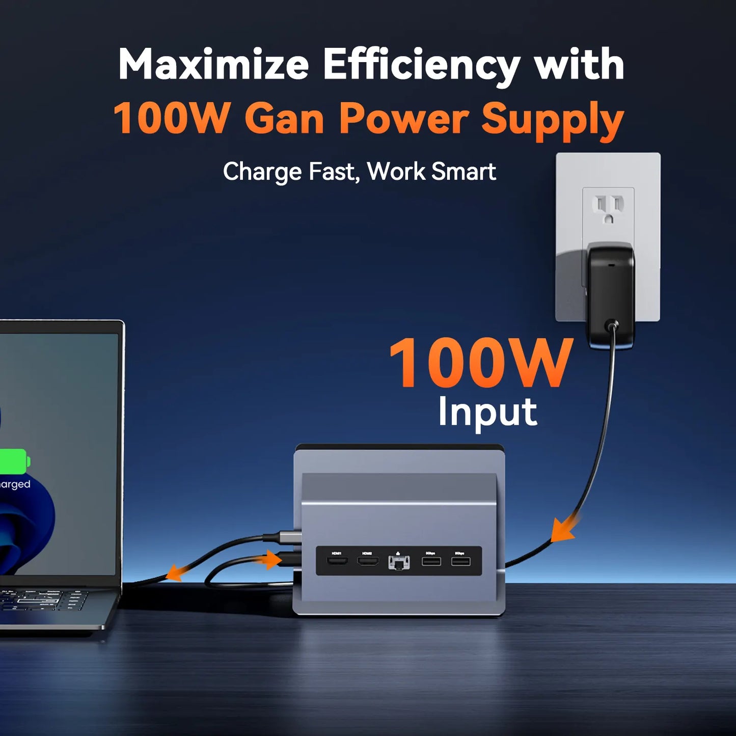 UDS202 TobenONE USB C Laptop Docking Station Dual 4K@60Hz Monitor with 100W Power Supply