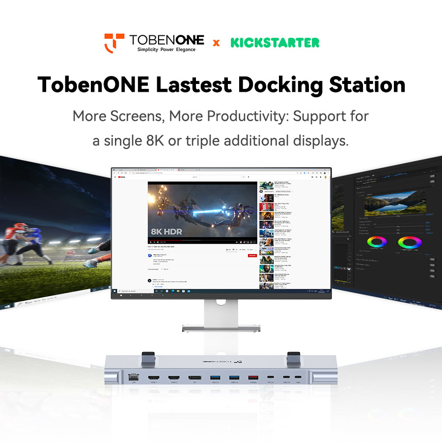 TobenONE Laptop Stand & 15-in-1 USB C Docking Station