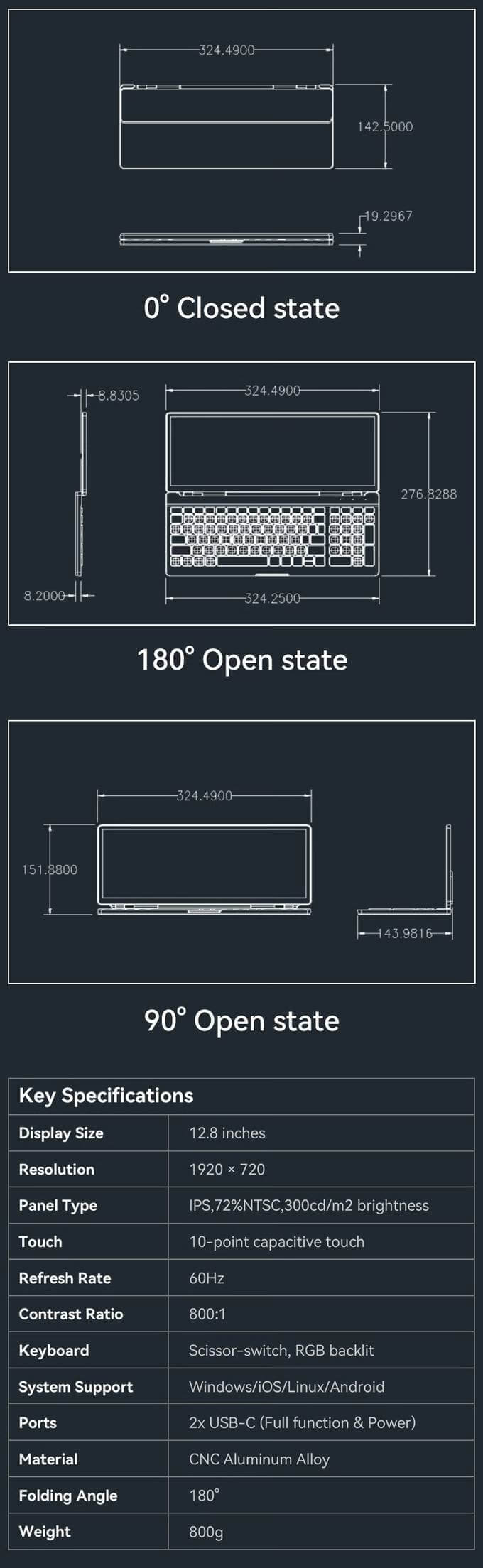 TKB001 Smart Touch Keyboard with 12.8” Portable Monitor Touchscreen